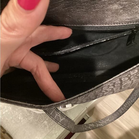 Sondra Roberts Croc Silver Gunmetal Evening Bag Purse Pocketbook Preloved - Picture 5 of 5